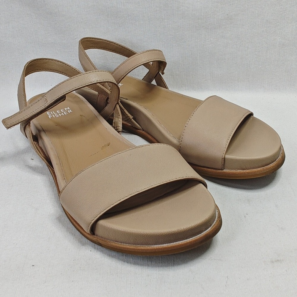 Eileen Fisher Beige Leather Slingback Sandals